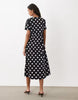 Threadbare jersey short sleeve midi dress in black and white polka dot print