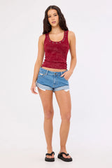 Rusty Pheonix Low Rise Denim Mini Short Middy Blue