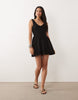 corset waist mini dress in black