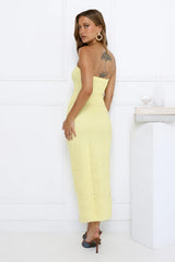 In Season Lace Strapless Maxi Dress Yellow