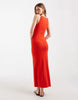 ribbed midi tank dress in bright orange