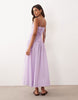 crinkle maxi sundress with shirred dropped waist in lilac