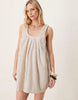 Petite scoop ruched neck mini dress in stripes