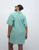 Curve bowling shirt dress in green stripe