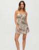 Frankies Bikinis x Jennie Kim deer print mini dress in light brown
