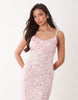Oh Polly premium embellished open-back floral detailing maxi dress in baby pink