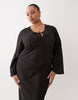 Esmée Curve knit beach midaxi dress in black