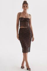 black lace midi skirt