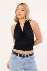Motel Nyra Top Cupro Black