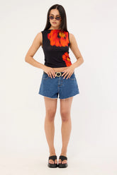 Thrills Lola Low Rise Denim Short Deep Vintage Fade