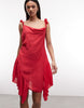 Monki asymmetric ruffle mini dress in red