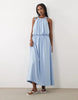 halter neck with blouson maxi dress in light blue