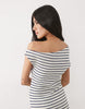 fallen shoulder maxi dress in stripe