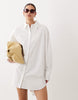 wide cuff mini shirt dress in white