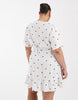 ONLY Curve tie waist mini dress in white polka dots