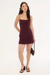 Perfect Stranger Sadie Linen Mini Dress Dark Choc