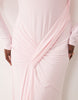 Daska stretch long sleeve tie waist maxi dress in baby pink