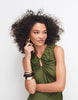 & Other Stories ruched sleeveless midi dress with keyhole in green