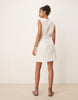 Vila linen blend wrap front mini dress with tie belt in oatmeal