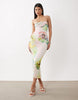 AFRM Marlo printed mesh bandeau maxi dress in pink floral