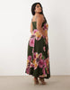 Vero Moda Curve cami maxi dress in olive green with overblown floral print