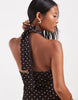 Vero Moda Petite halterneck polka dot mini dress in brown and yellow