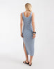 & Other Stories ribbed striped knit maxi dress in blue and white