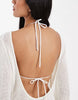 beach knit boucle scoop back mini dress in cream