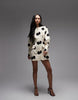 button down structured blazer mini dress in polka dots