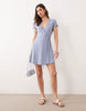 Miss Selfridge ditsy print pointelle lace trim wrap dress