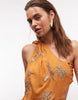 floral embellished halter maxi dress in orange