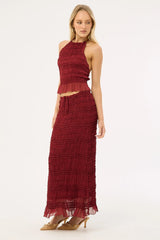 Luck & Trouble Marisole Gathered Maxi Skirt Burgundy