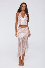 Sparkle Vibes Only Sequin Midi Skirt Multi