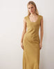 scoop neck bias cut maxi dress in olive green