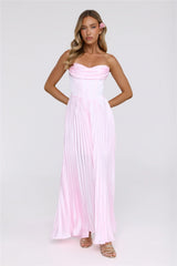 Starlit Kiss Satin Maxi Dress Blush