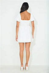 Riser Linen Blend Mini Dress White