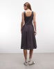 Daisy Street v neck corset style midi dress in gray broderie