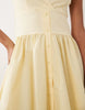 hybrid button front mini dress with poplin skirt in buttermilk yellow