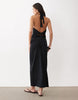 tie back halter neck midaxi dress in black