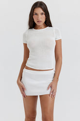 white knit mini skirt