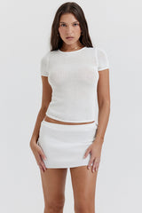 white knit mini skirt