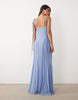 mesh exposed seams sculpted cups maxi dress in pale blue