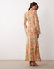 flare sleeve maxi dress in floral print