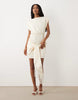 Pretty Lavish Hattie jacquard cap sleeveless fringe tie detail mini dress in cream
