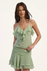 Perfect Stranger Rose Mini Skirt Matcha