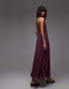 chiffon high halter neck maxi dress in plum