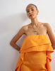 Topshop linen rich blend bandeau drape mini dress in orange