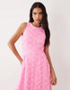 VILA floral jacquard midaxi dress in bonbon pink