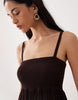 Free Society shirred beach mini dress in dark brown