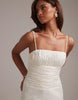 Bridal ruched cami bust column skirt wedding dress in ivory
